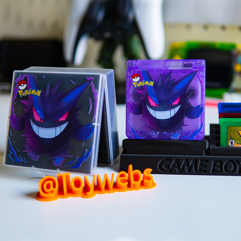 Premium Gengar Design Replacement Shell and Custom Box for Game Boy Advance SP, Modding Kit IPS Compatible UV Print