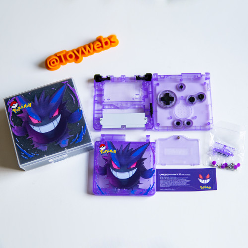Premium Gengar Design Replacement Shell and Custom Box for Game Boy Advance SP, Modding Kit IPS Compatible UV Print