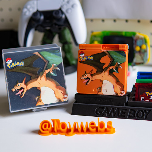 Premium Charizard Design Replacement Shell and Custom Box for Game Boy Advance SP, Modding Kit IPS Compatible UV Print