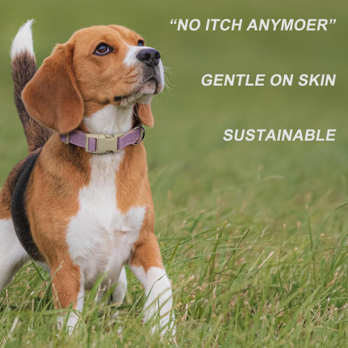 LAGEFEFE Pet products Cotton Hemp Dog Collar and Leash Set, Adjustable Collar for Small, Medium, and Large Dogs, Heavy Duty and Soft on Skin, Lavender