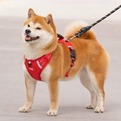 LAGEFEFE Dog Harness, No Pull Adjustable Pet Harness with Soft Padded Handle, Reflective Control Harness for Medium Large Dogs, Comfortable, Durable, and Versatile for Easy Walking (Red）