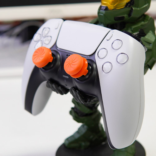 Orange Thumbsticks FPS for PS4/ PS5 for Xbox X|S / One Controller Thumb Grips, 1 High-Rise Convex, 1 Mid-Rise Concave, NO include controller