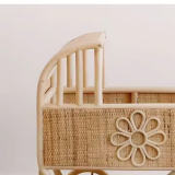INTGAMX Beautiful Handmade Wicker Rattan Dolls beds Pram  With Mattress Perfect Dolls Pram for Your Child, Gift and Keepsake Kids Toys