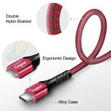 Fasgear USB to Type C Charging Cable, Nylon Braided, USB 2.0