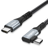 Fasgear Type C to Type C 90 Degree Cable, 100w Power Delivery, USB 3.1 Gen 2, 4K@60Hz