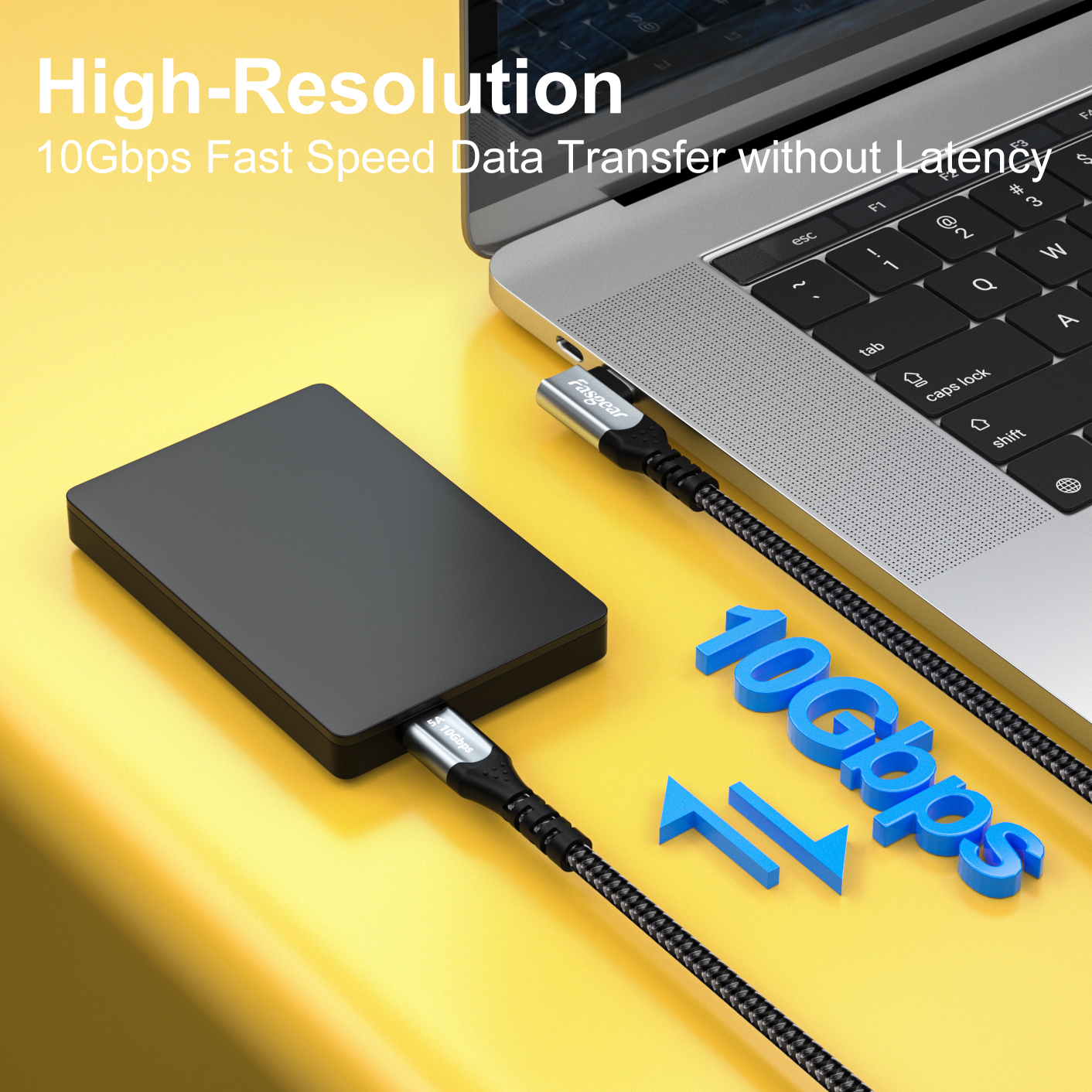 4K@60Hz Video Output Fasgear USB C to Type C Cable 10Gbps Data Transfer 100W 20V/5A Power Delivery Compatible for Type-C Device 1 Pack USB 3.1 Type C Gen 2 Fast Charge Cable Black, 6ft