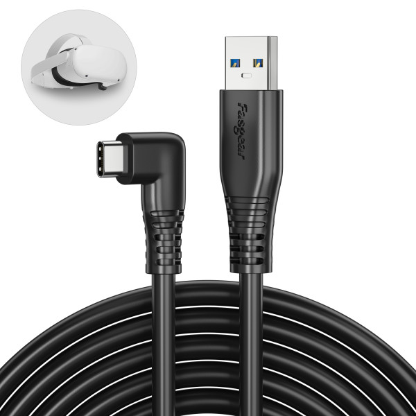 Fasgear USB to Type C 90 Degree Cable for Oculus Quest Link, 5Gbps Data Transfer