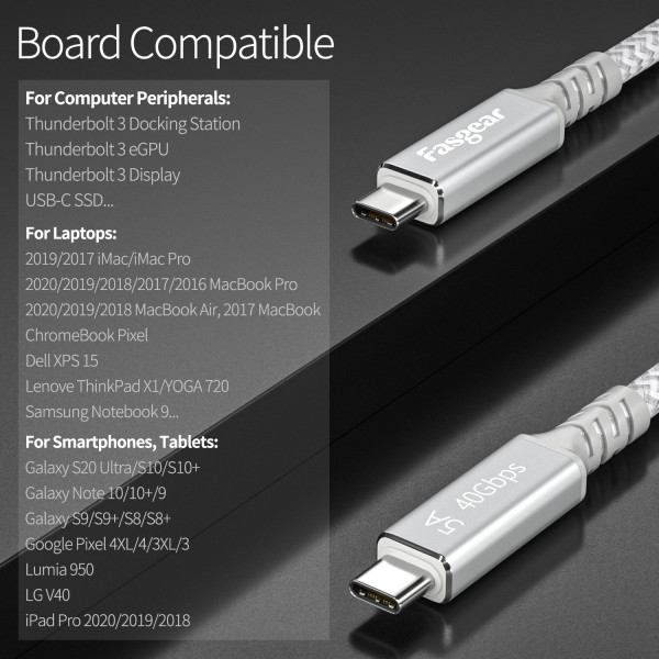 US$ 33.99 - Fasgear Thunderbolt 3 Cable, 40Gbps / 100W (5A/20V