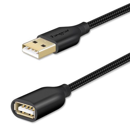 US$ 7.99 - Fasgear USB 2.0 Extension Cable, a Male to a Female USB  Extension Lead for Charging and Syncing - USB Extender for Printers  |Cameras|Mouse|Keyboards & Other Computer Accessories Black -