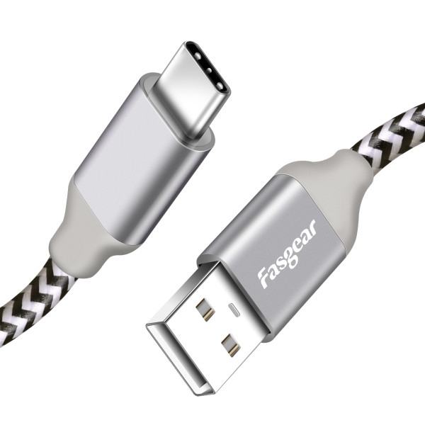 Fasgear USB C Cable, Nylon Braided Durable USB Type C Charging and Sync Cable Compatible with Galaxy S10/S9/S8+, Note 9, Huawei P20 etc.
