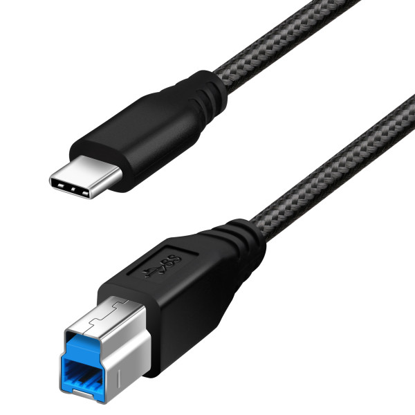 Fasgear  Type C to USB B 3.0 Cable Nylon Braided USB C Male to Type B Male Cord