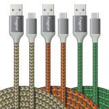 Fasgear USB to USB C Cable, 3 Pack 10ft Nylon Braided USB Type C Fast Charging Sync Cable Compatible with Galaxy S10/S9/S8+, Moto Z2, LG V30/G6, Nokia N1 and More