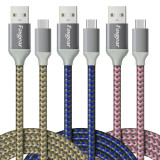 USB C Long Cables 3A Fast Charger [3Pack,6ft] Fasgear Nylon Braided USB-A to Type-C ord Compatible with Galaxy S21+/S20 Ultra/S10,Note 9,Switch,PS5 Controller,Moto G7,LG V40,etc