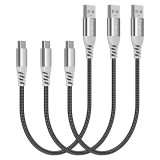 Fasgear Short USB C Cable: 3 Pack 1ft/ 30cm Fast Charging Type C Cable with Nylon Braided