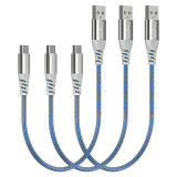 Fasgear Short USB C Cable: 3 Pack 1ft/ 30cm Fast Charging Type C Cable with Nylon Braided