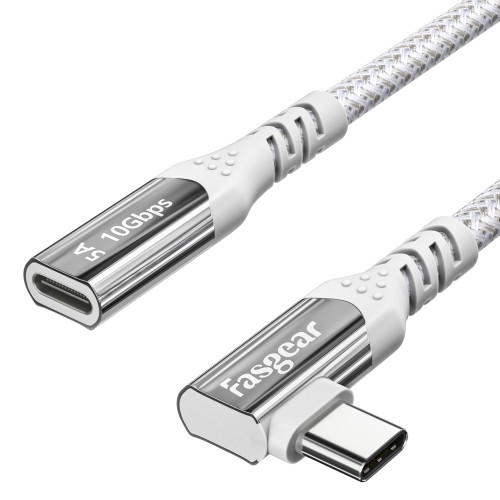 US$ 10.99 - Fasgear USB C Male 90 Degree to USB C Female Extension Cable, USB  3.1 Gen 2, 4K@60Hz, 100W Power Delivery - m.fasgear.com