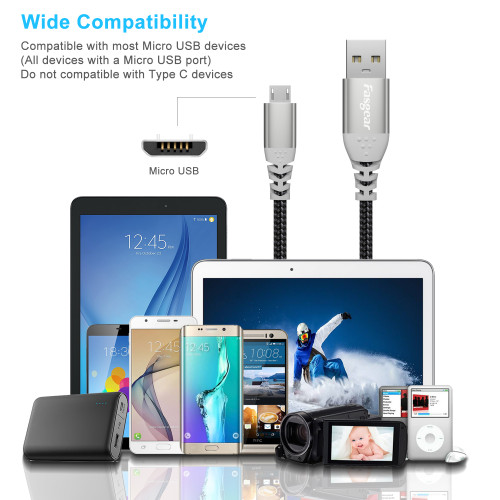 US$ 14.99 - 5m Micro USB Cable, Fasgear 2 Pack Long Fast Charging