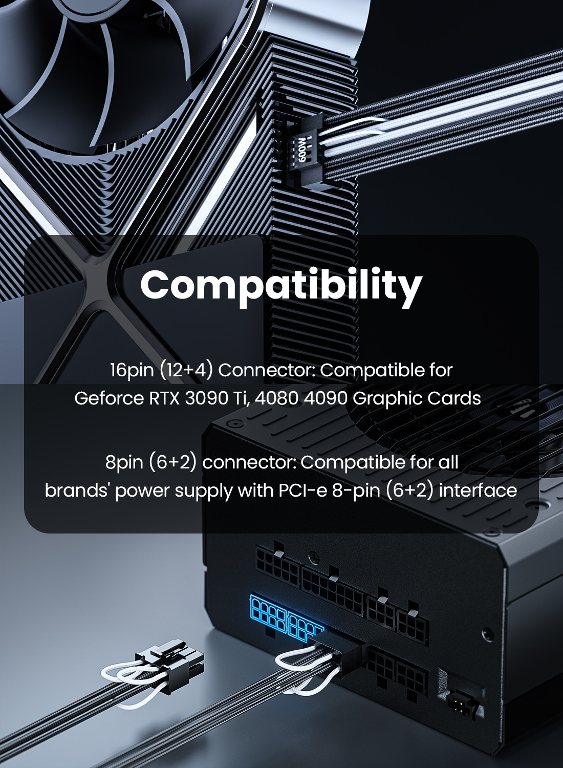 Fasgear PCIe 5.0 GPU Power Cable Sleeved 70cm 16pin(12+4) 12VHPWR