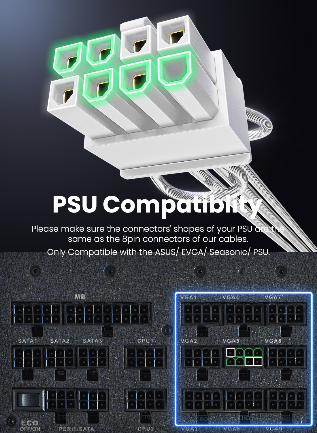 Fasgear PCIe 5.0 GPU Power Cable Sleeved 70cm 16pin(12+4) 12VHPWR