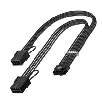 Fasgear PCI-e 5.0 12VHPWR Extension Cable: 30cm/1ft 16Pin (12+4) Male to PCIE 2x8Pin (6+2) Female Sleeved Extender Cable