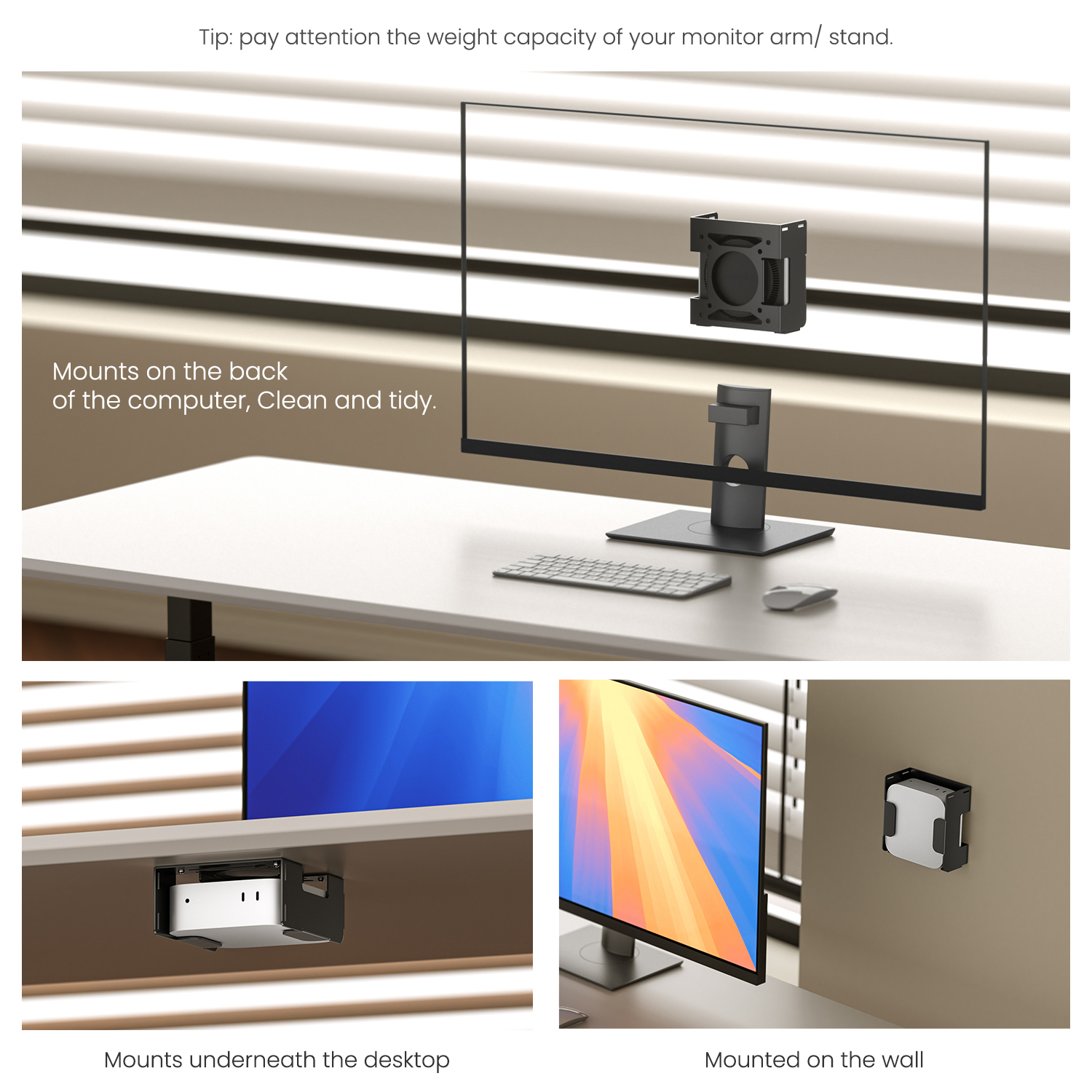 BYMECOST Mac Mini M4 Ständer – VESA Halterung, Kratzfest, Belüftet, Für Mac Mini M4/M4 Pro 2024