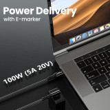 Fasgear USB C to C 3.2 Gen 2x2 Cable, 4K Video Braided 90 Degree Type C Cord [20Gbps,100W]