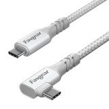 Fasgear USB C to C 3.2 Gen 2x2 Cable, 4K Video Braided 90 Degree Type C Cord [20Gbps,100W]