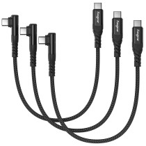 Fasgear USB C to USB C Cable, 3 Pack 1ft 60W Type C to Type C Right Angle 90 Degree