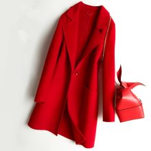 2020 оны намар, улаан хар ноосон хүрэм Эмэгтэй гоолиг ганц товчлууртай эмэгтэй костюм хүзүүвч хоёр тал цэвэр, ноосон хүрэм эмэгтэй хувцас