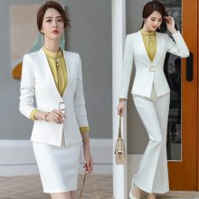 Цагаан хар эмэгтэй албан ёсны костюм Сонгодог оффис хатагтай бизнесийн костюм пальто өмд костюм