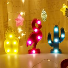 3D хүүхэлдэйн хан боргоцой / фламинго / кактусын загварчлал Шөнийн гэрэл LED чийдэн