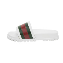 Gucci / Gucci Цагаан Өнгийн Туузны Загвар Нь Энгийн Эрэгтэйчүүдийн Резинэн Шаахай