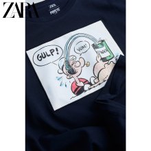 Zara Шинэ Эрэгтэй Хувцасны Popeye © Хэвлэмэл Нөхөөс Богино Ханцуйтай Футболка