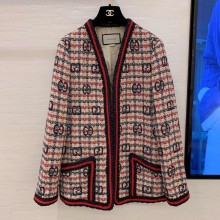 Gucci 2020 Хаврын Эхээр Шинэ Эмэгтэйчүүдийн Gg Сонгодог Шалгах Ноос Хольц Твид Урт Ханцуйтай Хүрэм