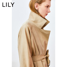 Lily2020 Эмэгтэйчүүдийн Шинэ Даруу Өнгийн Нэхий Хатуу Өнгөтэй Ороосон Бүсэлхийн Бүсэлхийн Урт Хүрэм