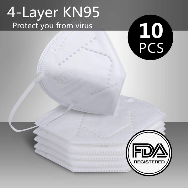 10 PCS KN95 N95 Mask FDA Certification, 4-Layer Face Safty Masks PM2.5 Anti Air Pollution Breathability Comfort for Blocking Dust Protection