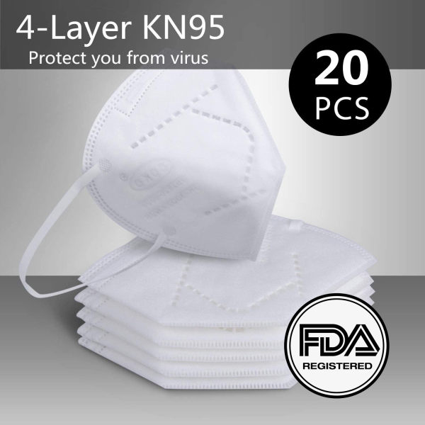 20 PCS KN95 N95 Mask FDA Certification, 4-Layer Face Safty Masks PM2.5 Anti Air Pollution Breathability Comfort for Blocking Dust Protection