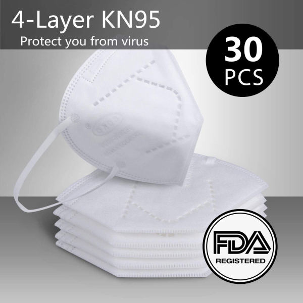 30 PCS KN95 N95 Mask, 4-Layer PM2.5 Anti Air Pollution Breathability Comfort for Blocking Dust Protection