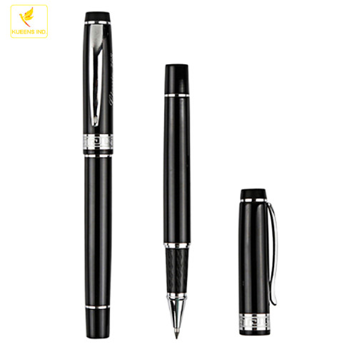 Business promotion black metal roller pen with logo printing