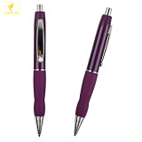 With silicone hand wrapped click action metal ball pen