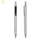 pure silver stainless steel metal click ball point pen for advertising