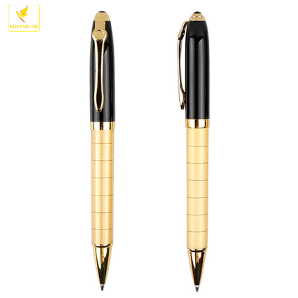 Gold parts plated heavy high class elegant gift metal pen with customiging OEM gift box
