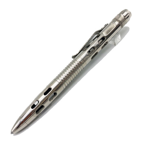 full stainless steel tactical pen with knife and light