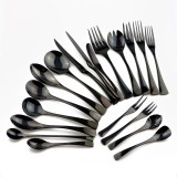 Black color cutlery set 24 pcs set