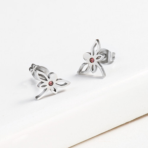Dragonfly Crystal Pave Stud Earrings -SSEGG143-13091-S