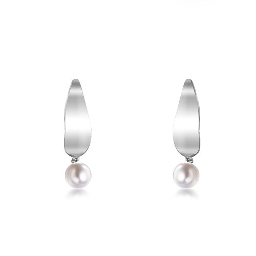Pearl Earrings in Stainless Steel -SSEGG143-9124
