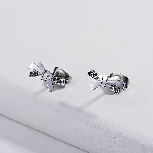 Ribbon Stainless Steel Earrings -SSEGG143-11100-E