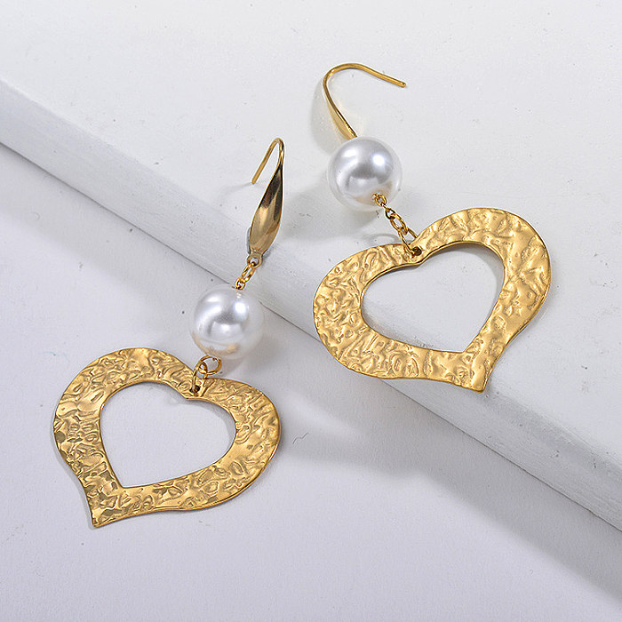 Fashion Geometric Heart Drop Earrings -SSEGG143-15352-G