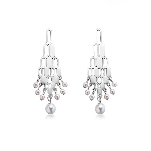 Pearl Earrings in Stainless Steel -SSEGG143-9304