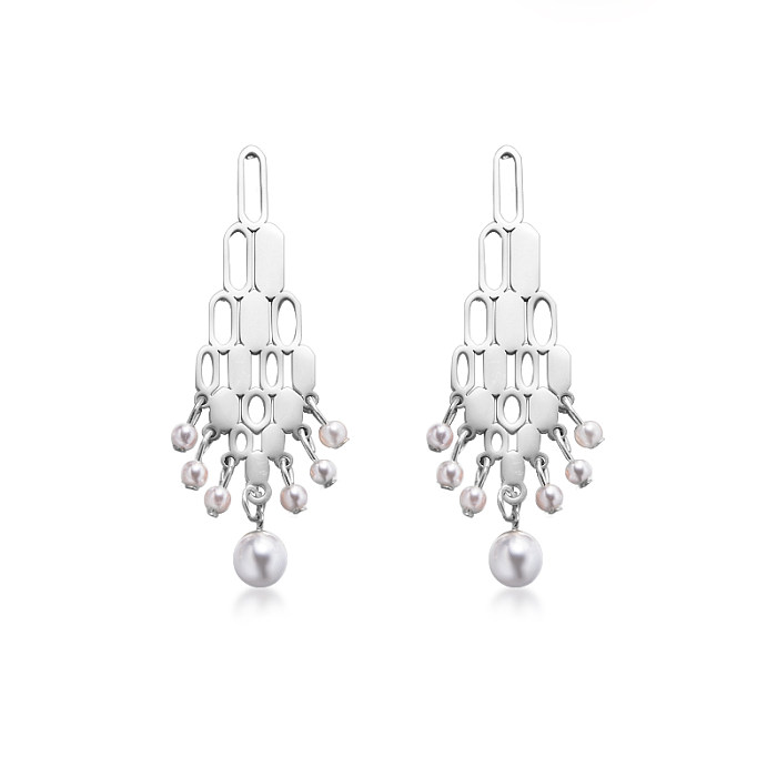 Pendientes Perlas de Acero Inoxidable -SSEGG143-9304